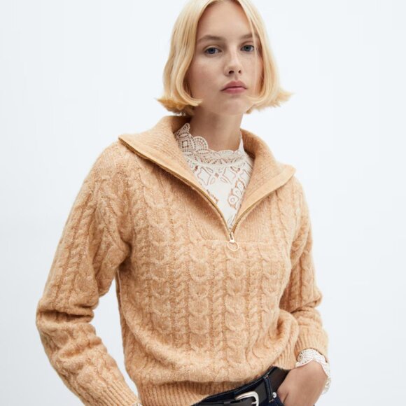 Cable Knit Zip Neck Sweater - Picture 1 of 6
